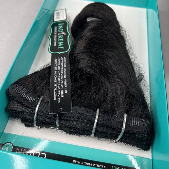 Indi Remi 9 Pc 10” Clip-in #1B Off Black Super Romance Curl Human Virgin Hair - Picture 5 of 9
